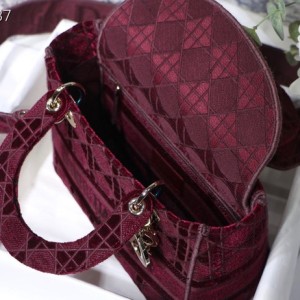 Christian Dior D-Lite Lady Dior Bag 24cm Velvet Embroidered Canvas Gold Hardware Fall/Winter 2020 Collection - Image 4