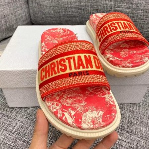 Christian Dior DWAY Toile de Jouy Reverse Embroidered Slide Sandals Calfskin Leather Spring/Summer 2021 Collection - Image 4