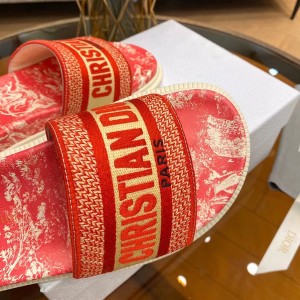 Christian Dior DWAY Toile de Jouy Reverse Embroidered Slide Sandals Calfskin Leather Spring/Summer 2021 Collection - Image 7