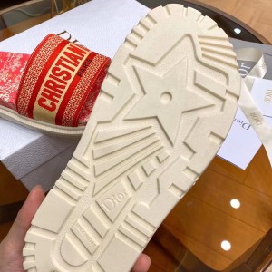 Christian Dior DWAY Toile de Jouy Reverse Embroidered Slide Sandals Calfskin Leather Spring/Summer 2021 Collection - Image 9