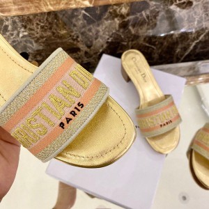 Christian Dior Dway Mules in Embroidered Cotton Calfskin Leather Spring/Summer 2020 Collection - Image 9