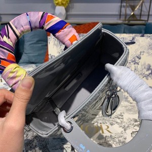 Christian Dior Lady Dior Bag 20cm Silver Hardware Patent Leather Spring/Summer 2020 Collection - Image 5