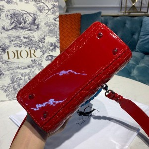 Christian Dior Lady Dior Bag 20cm Silver Hardware Patent Leather Spring/Summer 2020 Collection - Image 6