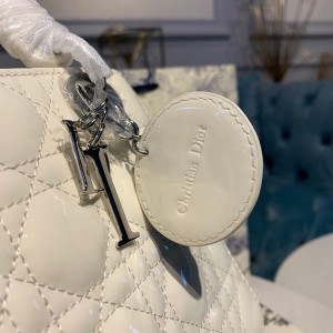 Christian Dior Lady Dior Bag 20cm Silver Hardware Patent Leather Spring/Summer 2020 Collection - Image 6