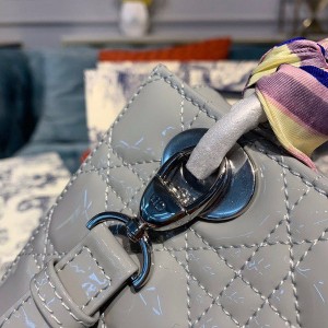 Christian Dior Lady Dior Bag 20cm Silver Hardware Patent Leather Spring/Summer 2020 Collection - Image 8