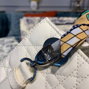 Christian Dior Lady Dior Bag 20cm Silver Hardware Patent Leather Spring/Summer 2020 Collection - Image 8