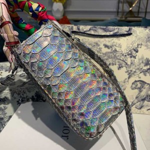 Christian Dior Lady Dior Bag 20cm Silver Hardware Python Skin Spring/Summer 2020 Collection - Image 3
