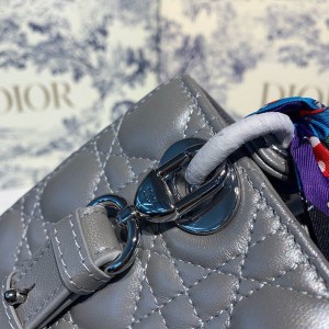 Christian Dior Lady Dior Bag 20cm Silver Hardware with Embellished Bag Strap Lambskin Leather Spring/Summer 2020 Collection - Image 4