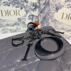 Christian Dior Lady Dior Bag 20cm Silver Hardware with Embellished Bag Strap Lambskin Leather Spring/Summer 2020 Collection - Image 4