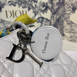 Christian Dior Lady Dior Bag 20cm Silver Hardware with Embellished Bag Strap Lambskin Leather Spring/Summer 2020 Collection - Image 4