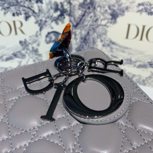 Christian Dior Lady Dior Bag 20cm Silver Hardware with Embellished Bag Strap Lambskin Leather Spring/Summer 2020 Collection - Image 5