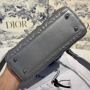 Christian Dior Lady Dior Bag 20cm Silver Hardware with Embellished Bag Strap Lambskin Leather Spring/Summer 2020 Collection - Image 5