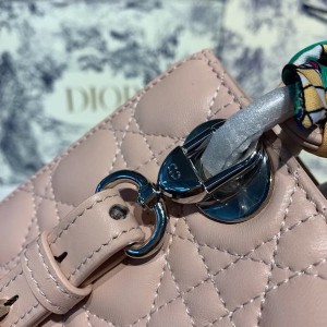 Christian Dior Lady Dior Bag 20cm Silver Hardware with Embellished Bag Strap Lambskin Leather Spring/Summer 2020 Collection - Image 5