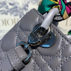 Christian Dior Lady Dior Bag 20cm Silver Hardware with Embellished Bag Strap Lambskin Leather Spring/Summer 2020 Collection - Image 7