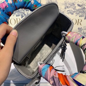 Christian Dior Lady Dior Bag 20cm Silver Hardware with Embellished Bag Strap Lambskin Leather Spring/Summer 2020 Collection - Image 8