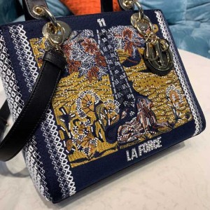 Christian Dior Lady Dior Bag 24cm Embroidered "La Force" Gold Hardware Lambskin Leather Spring/Summer 2020 Collection - Image 6