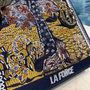 Christian Dior Lady Dior Bag 24cm Embroidered "La Force" Gold Hardware Lambskin Leather Spring/Summer 2020 Collection - Image 7