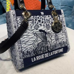 Christian Dior Lady Dior Bag 24cm Embroidered "La Roue La Fortune" Gold Hardware Lambskin Leather Spring/Summer 2020 Collection - Image 10