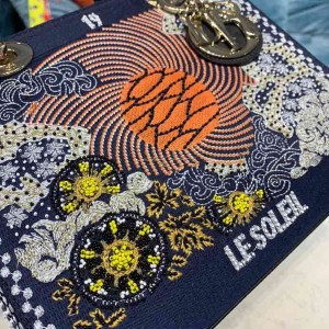 Christian Dior Lady Dior Bag 24cm Embroidered "Le Soleil"" Gold Hardware Lambskin Leather Spring/Summer 2020 Collection - Image 6