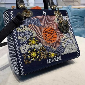 Christian Dior Lady Dior Bag 24cm Embroidered "Le Soleil"" Gold Hardware Lambskin Leather Spring/Summer 2020 Collection - Image 7