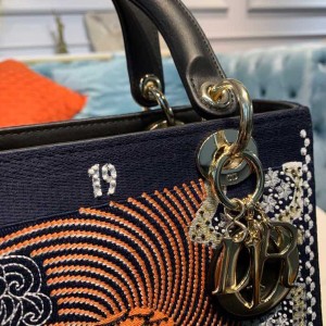 Christian Dior Lady Dior Bag 24cm Embroidered "Le Soleil"" Gold Hardware Lambskin Leather Spring/Summer 2020 Collection - Image 8