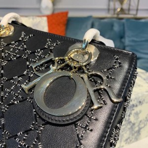 Christian Dior Lady Dior Bag 24cm Gold Hardware Embroidered Lambskin Leather Spring/Summer 2020 Collection - Image 5