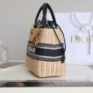 Christian Dior Lady Dior Bag 24cm M0565 Blue Dior Oblique Jacquard Embroidery Canvas Fall/Winter 2022 Collection - Image 4