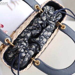Christian Dior Lady Dior Bag 24cm M0565 Blue Dior Oblique Jacquard Embroidery Canvas Fall/Winter 2022 Collection - Image 7