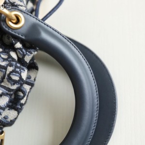 Christian Dior Lady Dior Bag 24cm M0565 Blue Dior Oblique Jacquard Embroidery Canvas Fall/Winter 2022 Collection - Image 9