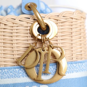Christian Dior Lady Dior Bag 24cm M0565 Light Blue Dior Oblique Jacquard Embroidery Canvas Fall/Winter 2022 Collection - Image 7
