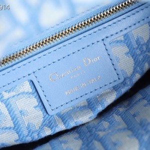 Christian Dior Lady Dior Bag 24cm M0565 Light Blue Dior Oblique Jacquard Embroidery Canvas Fall/Winter 2022 Collection - Image 9