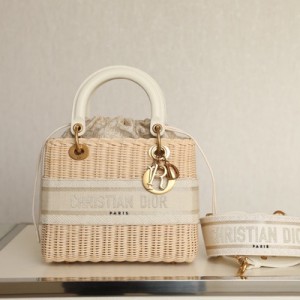 Christian Dior Lady Dior Bag 24cm M0565 White Dior Oblique Jacquard Embroidery Canvas Fall/Winter 2022 Collection - Image 3