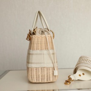 Christian Dior Lady Dior Bag 24cm M0565 White Dior Oblique Jacquard Embroidery Canvas Fall/Winter 2022 Collection - Image 5