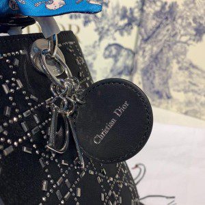 Christian Dior Lady Dior Bag 24cm Silver Hardware Bead Embroidered Satin/Lambskin Leather Spring/Summer 2020 Collection - Image 3