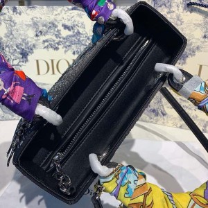 Christian Dior Lady Dior Bag 24cm Silver Hardware Bead Embroidered Satin/Lambskin Leather Spring/Summer 2020 Collection - Image 8