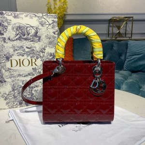 Christian Dior Lady Dior Bag 24cm Silver Hardware Patent Leather Spring/Summer 2020 Collection - Image 3