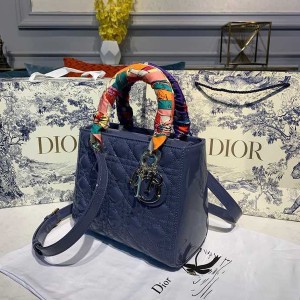 Christian Dior Lady Dior Bag 24cm Silver Hardware Patent Leather Spring/Summer 2020 Collection - Image 3