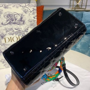 Christian Dior Lady Dior Bag 24cm Silver Hardware Patent Leather Spring/Summer 2020 Collection - Image 4
