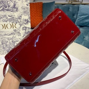 Christian Dior Lady Dior Bag 24cm Silver Hardware Patent Leather Spring/Summer 2020 Collection - Image 5