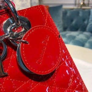 Christian Dior Lady Dior Bag 24cm Silver Hardware Patent Leather Spring/Summer 2020 Collection - Image 9