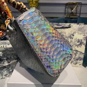 Christian Dior Lady Dior Bag 24cm Silver Hardware Python Skin Spring/Summer 2020 Collection - Image 3