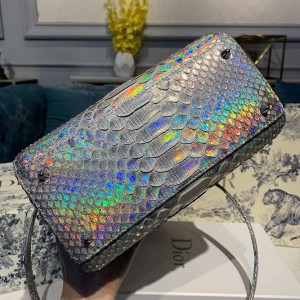 Christian Dior Lady Dior Bag 24cm Silver Hardware Python Skin Spring/Summer 2020 Collection - Image 4
