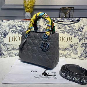 Christian Dior Lady Dior Bag 24cm Silver Hardware with Embellished Bag Strap Lambskin Leather Spring/Summer 2020 Collection - Image 3