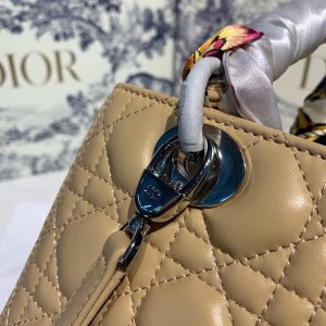 Christian Dior Lady Dior Bag 24cm Silver Hardware with Embellished Bag Strap Lambskin Leather Spring/Summer 2020 Collection - Image 5