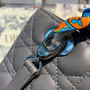 Christian Dior Lady Dior Bag 24cm Silver Hardware with Embellished Bag Strap Lambskin Leather Spring/Summer 2020 Collection - Image 7