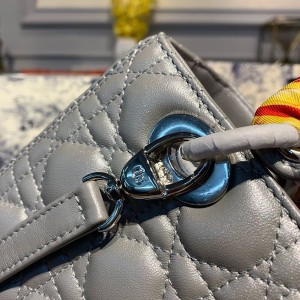 Christian Dior Lady Dior Bag 24cm Silver Hardware with Embellished Bag Strap Lambskin Leather Spring/Summer 2020 Collection - Image 8