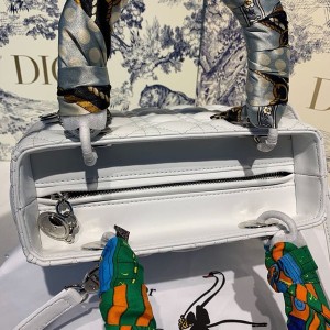 Christian Dior Lady Dior Bag 24cm Silver Hardware with Embellished Bag Strap Lambskin Leather Spring/Summer 2020 Collection - Image 8