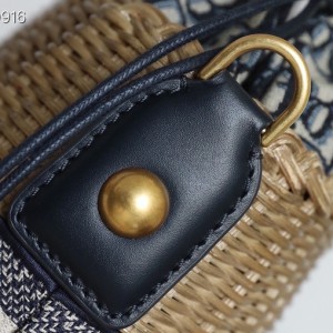 Christian Dior Lady Dior Bag 28cm M0565 Blue Dior Oblique Jacquard Embroidery Canvas Fall/Winter 2022 Collection - Image 9