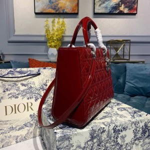 Christian Dior Lady Dior Bag 32cm Silver Hardware Patent Leather Spring/Summer 2020 Collection - Image 3