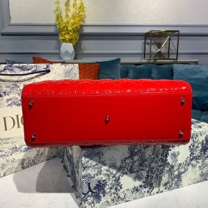 Christian Dior Lady Dior Bag 32cm Silver Hardware Patent Leather Spring/Summer 2020 Collection - Image 4